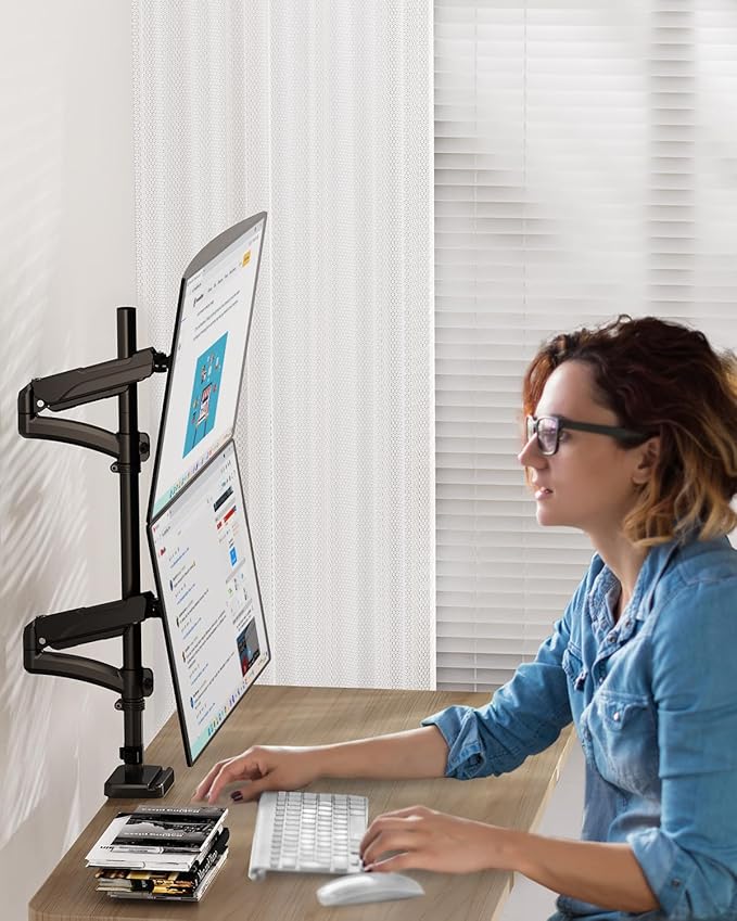 MOUNTUP Vertical Dual Monitor Mount Holds 4.4-17.6lbs, Dual Monitor Stand - Image 9