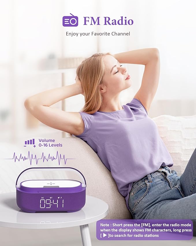 COLSUR 6-in-1 Bluetooth Speaker Alarm Clock - Image 3