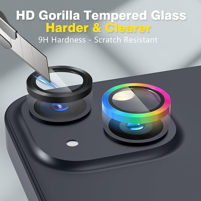 AGVEE 3+3 6 Pack for iPhone 15 6.1" / 15 Plus 6.7" Camera Lens Cover Protector - Image 6
