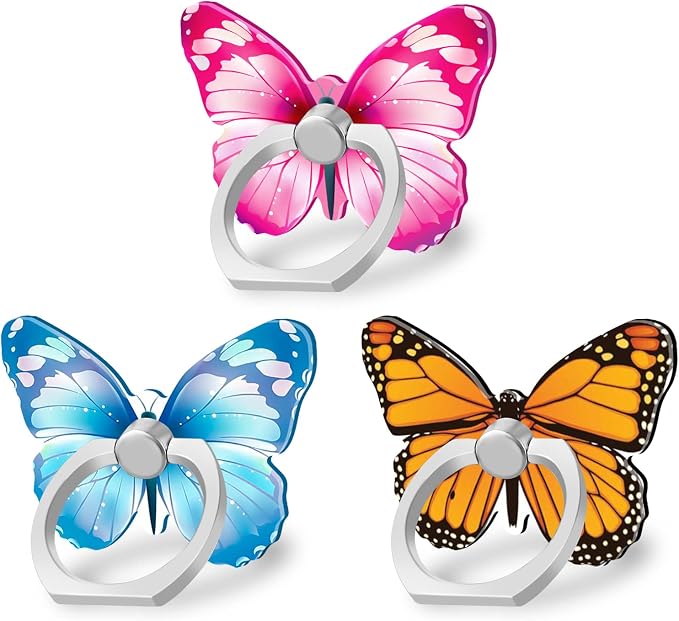 Bonoma Cute Butterflies Phone Ring Holder, 3 Pack Universal Finger Ring Stand by Bonoma
