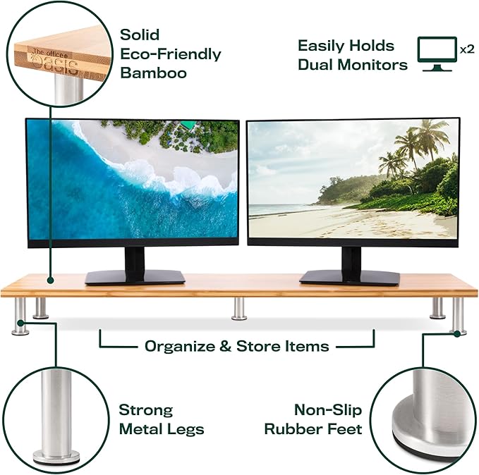 The Original Bamboo Dual Monitor Stand - Image 5