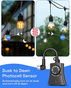 HBN Outdoor Light Timer with Remote Control, Waterproof Light Sensor Timer - Image 4