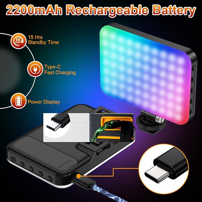 Hagibis RGB Video Light, 360° Full Color Selfie Light LED Camera Light - Image 2
