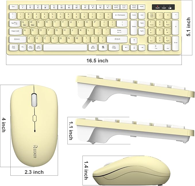 Wireless Keyboard and Mouse Combo, Full-Sized Wireless Keyboard and Adjustable - Image 9