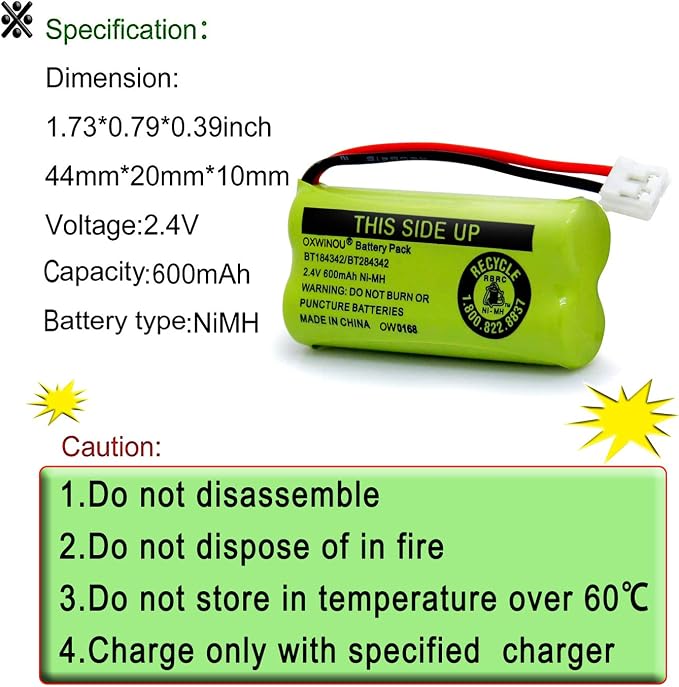 2.4v BT184342 BT284342 BT18433 BT28433 BT183348 BT283348 BT-1011 Replacement - Image 3