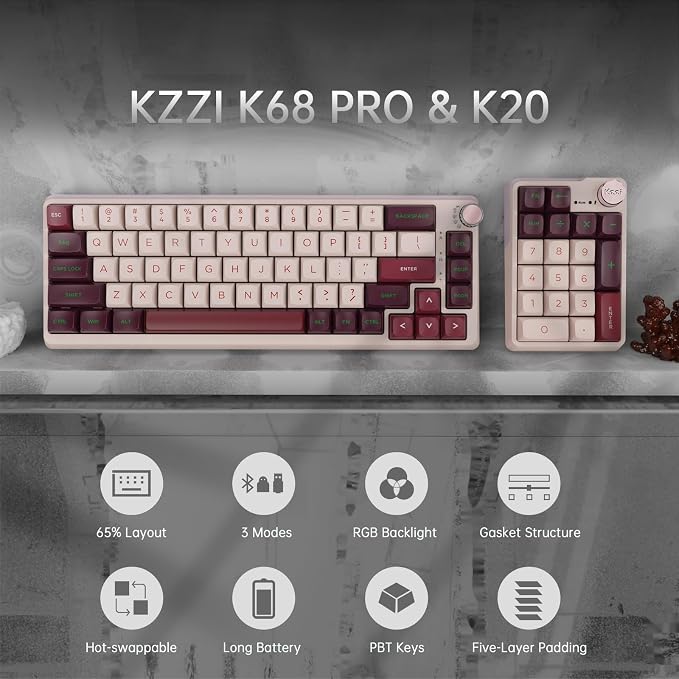 K68 Pro Gaming Keyboard, Layout Compact Wireless Mechanical Keyboard, Gasket - Image 3