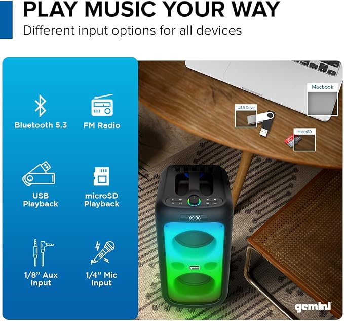 Gemini 200W Portable Bluetooth Party Speaker - Image 5