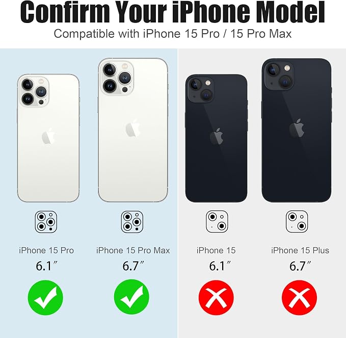 AGVEE 3+3 6 Pack for iPhone 15 Pro 6.1" / 15 Pro Max 6.7" Camera Lens Cover - Image 2