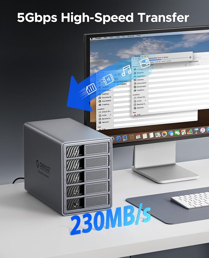 ORICO RAID 5 Bay HDD Enclosures USB 3.0 Push-Pull Mounting - Image 4