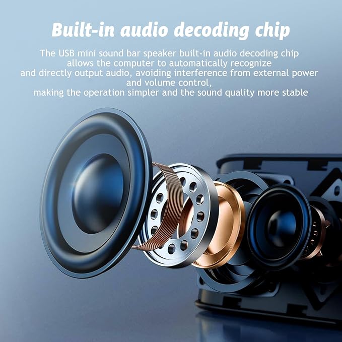 USB Small Computer Speaker Bar, USB Mini Computer Speakers, Laptop Speaker - Image 4