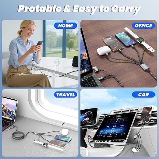 Travel Essentials 4 in 2 Dual Type C Multi Charging Cable - Image 9