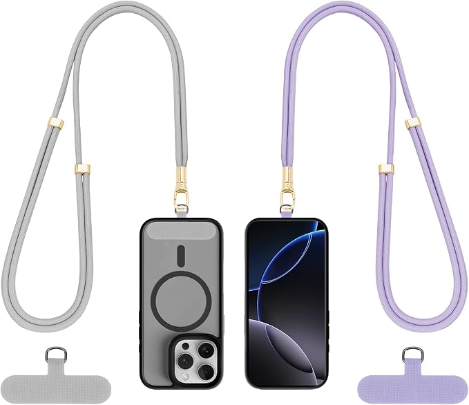 Phone Lanyard 2 Pack, 2x Adjustable Crossbody Phone Strap, 2x Tether Tab by Dadanism