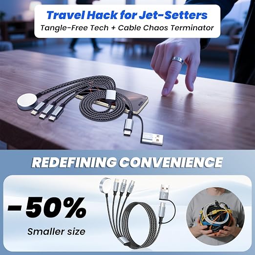 Travel Essentials 4 in 2 Dual Type C Multi Charging Cable - Image 3