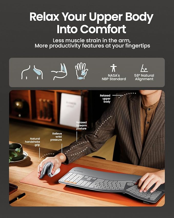 ProtoArc Ergonomic Vertical Mouse, EM11 NL Rechargeable Wireless Mouse Bluetooth - Image 4