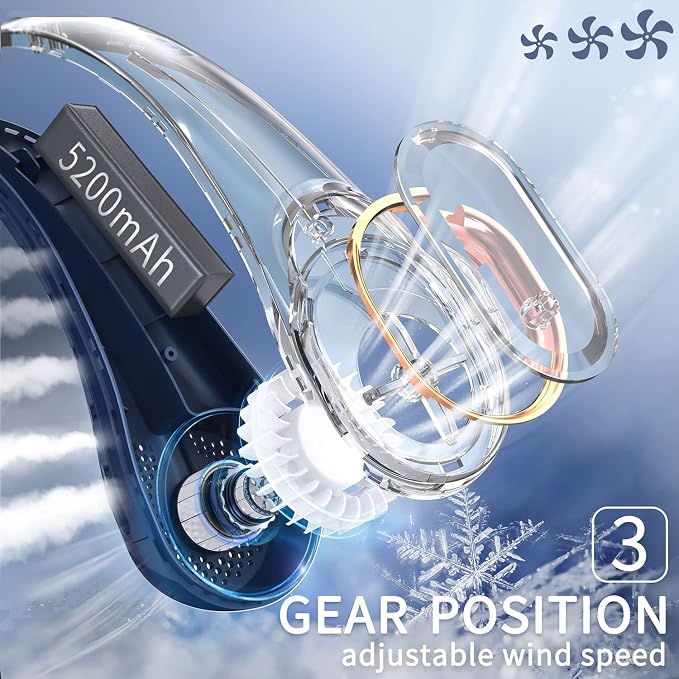 FrSara Neck Fan, Portable Personal Fan Strong Wind, Air Volume, 360° Cooling - Image 4