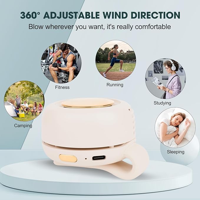 Small Clip Fan, Personal Waist Fans, Portable Silent Mini Bladeless Fan Clip On - Image 6