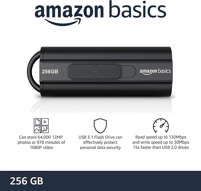 Amazon Basics 256 GB Ultra Fast USB 3.1 High Capacity Flash Drive - Image 2