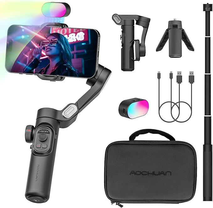 Smartphone Gimbal Stabilizer for iPhone 15 Pro Max Android Phone by AOCHUAN