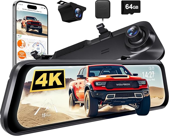 WOLFBOX G850 PRO 4K Mirror Dash Cam by WOLFBOX