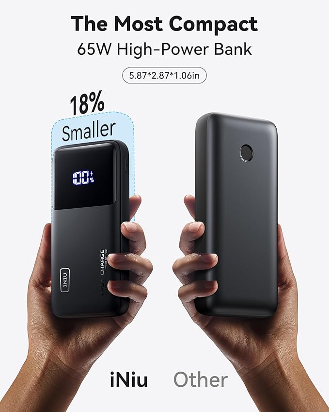 INIU Power Bank, 20000mAh 65W Compact USB C Laptop Portable Charger, PD QC Fast - Image 3