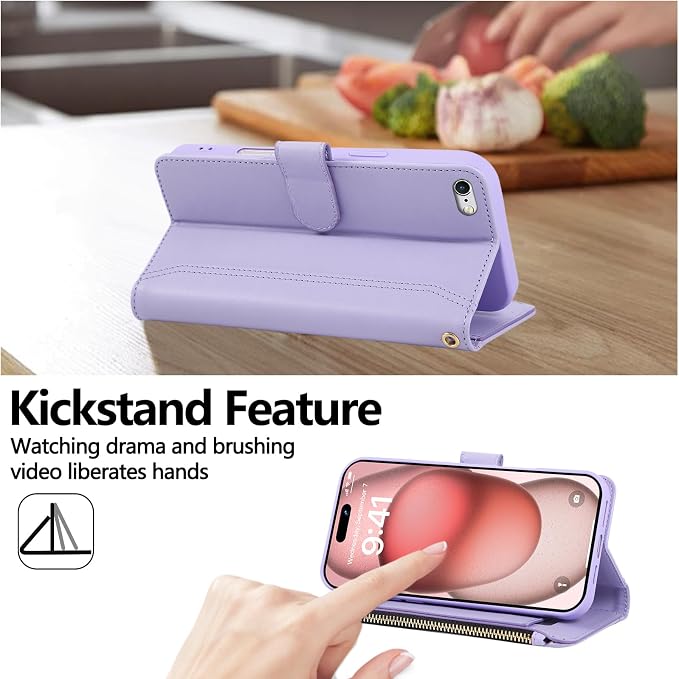 Compatible with iPhone 7/8/SE 2020/SE 2022 Wallet Case PU Leather Shockproof - Image 3