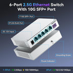 SODOLA 2.5Gb Switch Unmanaged, 5 x 2.5G Base-T Ports, 1x 10G SFP+, Aluminum - Image 2