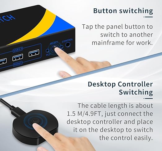 Dual Monitor Kvm Switch 2 Monitors 2 Computers HDMI 4k@60HZ, USB3.0. kvm - Image 3