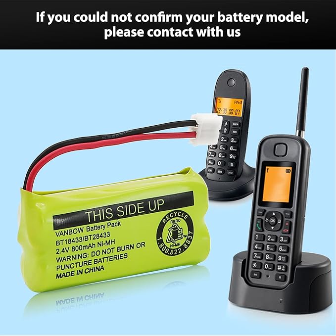 BT18433/BT28433 2.4V 800mAh Ni-MH Cordless Phone Battery, Also Compatible - Image 6