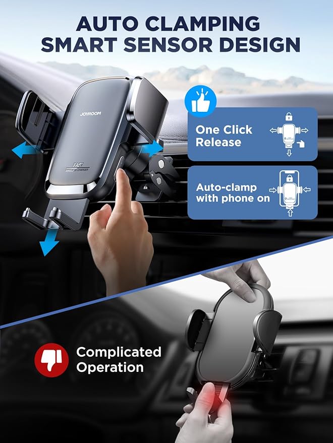 Wireless Car Charger, 15W Qi Fast Charging Auto Clamping Car Charger Phone - Image 3