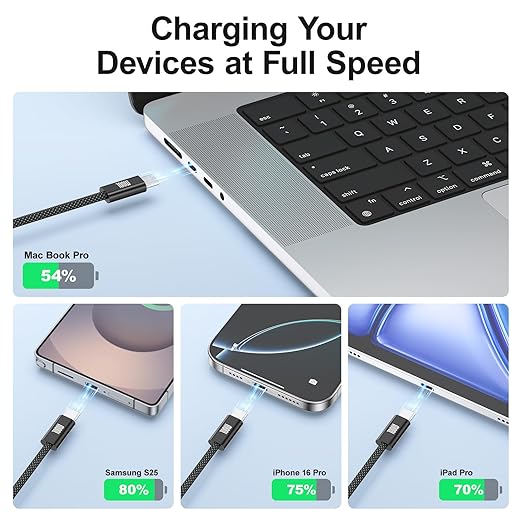 USB C to USB C Cable, 5A Fast Charging Nylon Braided USB-C to USB-C Phone - Image 3