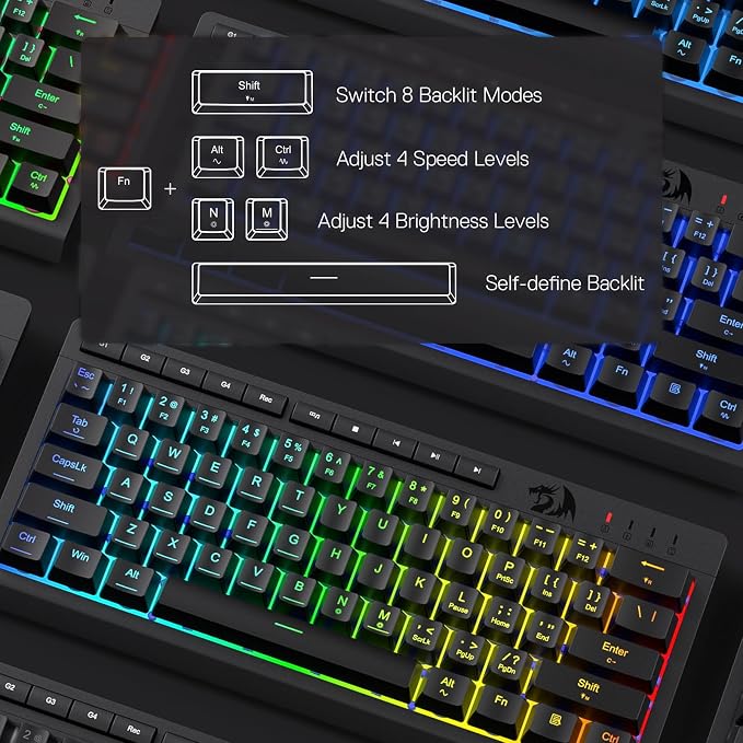 Redragon K522 60% Wired RGB Membrane Gaming Keyboard, Compact 61 Keys Linear - Image 8