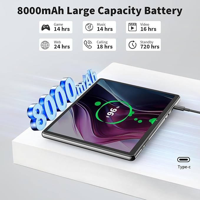 Android Tablet with Keyboard, Android 14 Tablet, 12 GB+128GB, 1TB Expand - Image 5