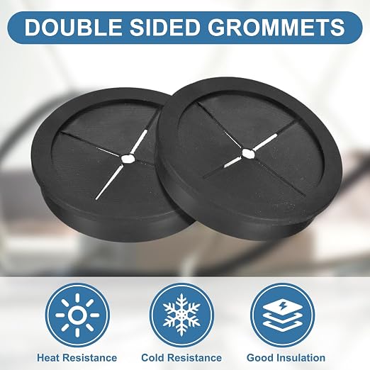 uxcell 4Pcs Cable Cord Grommet, 2-3/8" Rubber Desk Grommets Wire Pass Through - Image 3