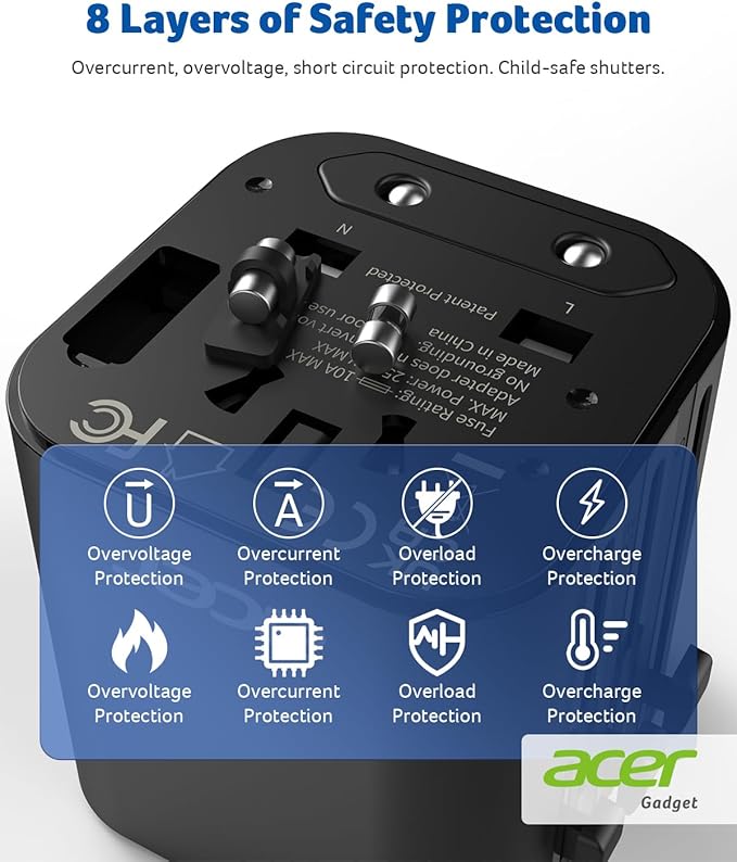 Acer European Travel Plug Adapter，Universal Travel Adapter, International Power - Image 3