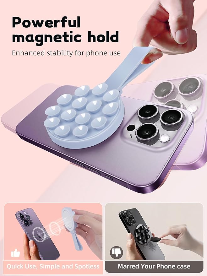 Magnetic Suction Phone Case Mount, Silicone Suction Cup Grip Stand - Image 5