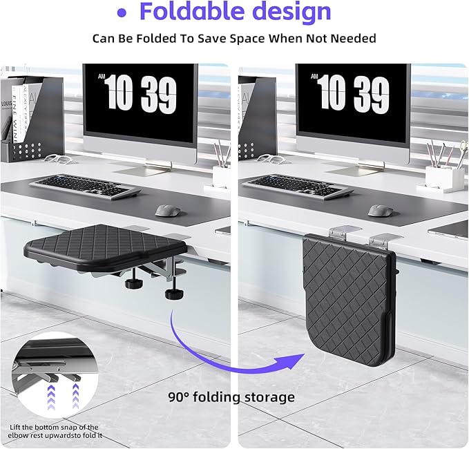 Arm Rest for Desk, 90°Foldable Computer Wrist Rest Shelf - Image 2