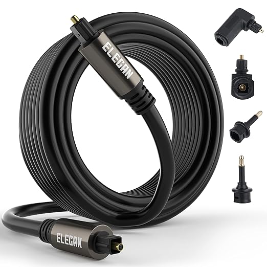Elecan Optical Audio Cable 30 Ft Digital Audio Toslink Cable Cord-Fiber by Elecan