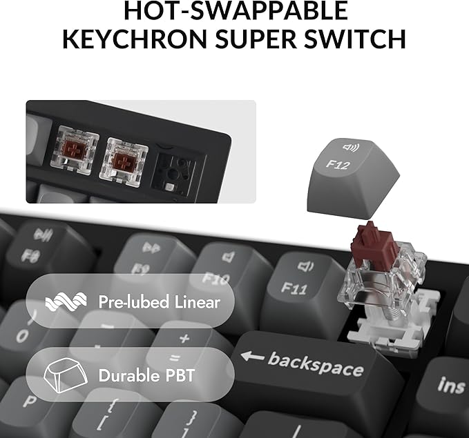 Keychron K10 Max Wireless Custom Mechanical Keyboard, QMK 2.4 GHz Bluetooth - Image 6