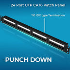 Rapink Patch Panel 24 Port Cat6 10G Support, Network Panel UTP 19-Inch - Image 6
