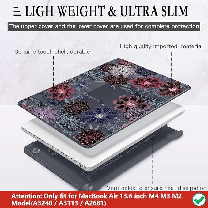 CISSOOK Compatible with MacBook Air 13.6 inch Case 2022 2023 2024 2025 Model - Image 4