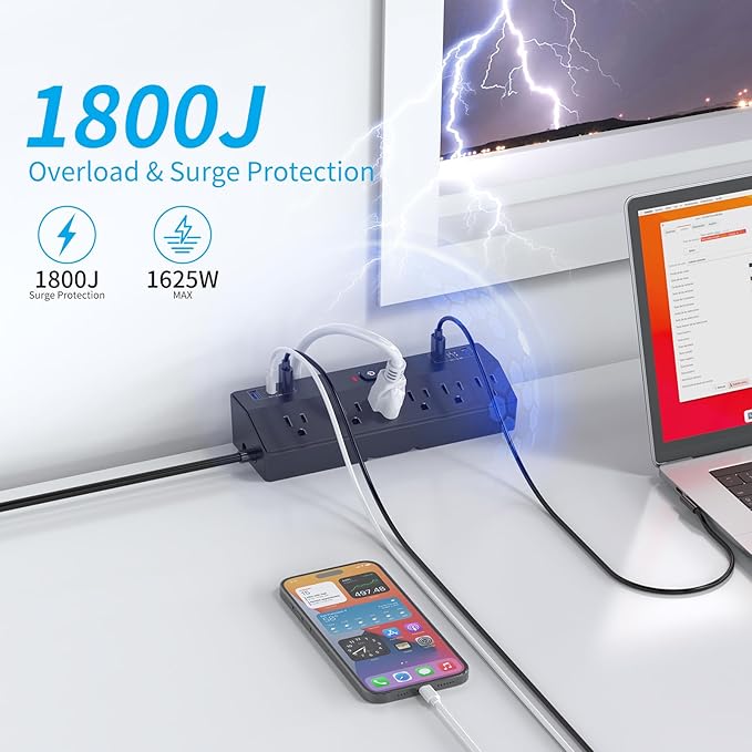 Desk Clamp Power Strip with 40W Fast Charging Station, JXGUCAT Removable Desk - Image 3