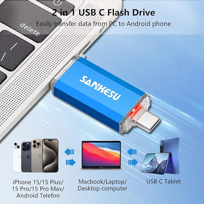 64GB 3.0 USB C Flash Drive, USB-A & Type-C OTG Thumb Stick, Dual Memory Sticks - Image 4