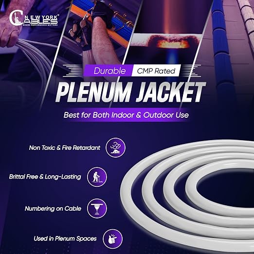 Newyork Cables | Cat6A Plenum Cable 1000ft, PoE++ | 100% Solid Bare Copper 10GB - Image 4