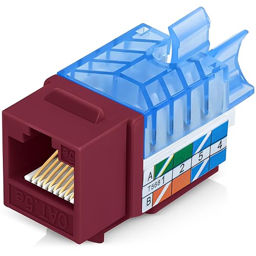 Everest 45° Angled RJ45 Cat5e Keystone Jacks 50-Pack in Red by EverestMediaSolutions
