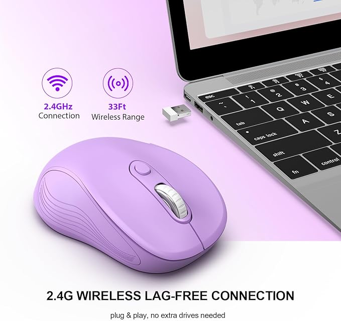 WisFox 2.4G Wireless Mouse for Laptop, Ergonomic Computer Mouse - Image 2