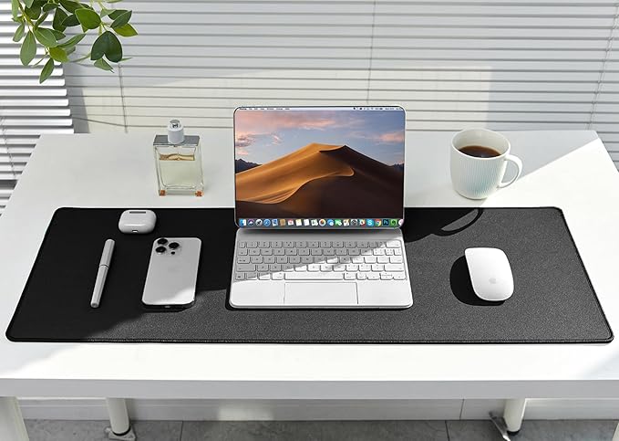 ALOANES Black Waterproof Desk Mat, Large Mouse Pad - Image 6