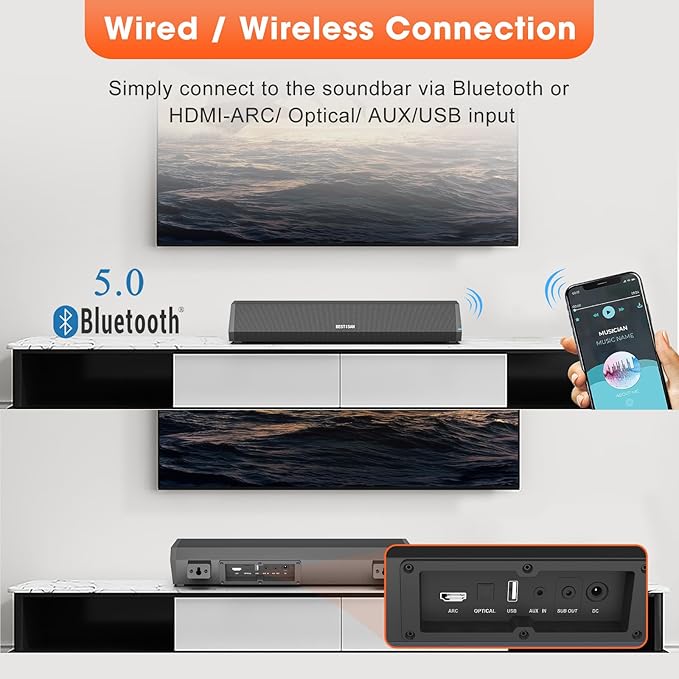 Bestisan Sound Bars for TV, Sound Bar - Image 4