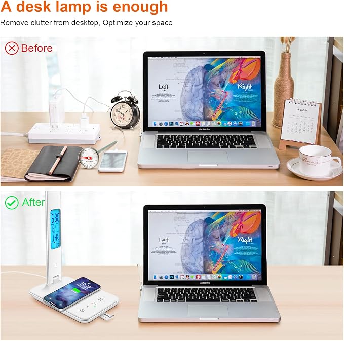 Desk Lamp with Wireless Charger，USB Charging Port, Dimmable Office Desk Light - Image 2