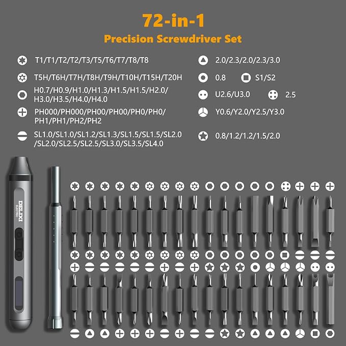 72 in 1 Electric Screwdriver Kit, 3.7V Dual-Head Precision Screwdriver Set - Image 5