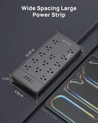 TROND Surge Protector Power Strip, 360° Rotating Flat Plug, 13AC Widely Spaced - Image 8